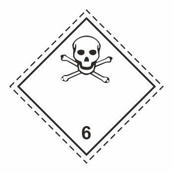 Знак перевозки опасных грузов «Класс 6.1. Токсичные вещества» (светоотражающая пленка ламинированная, 250х250 мм)